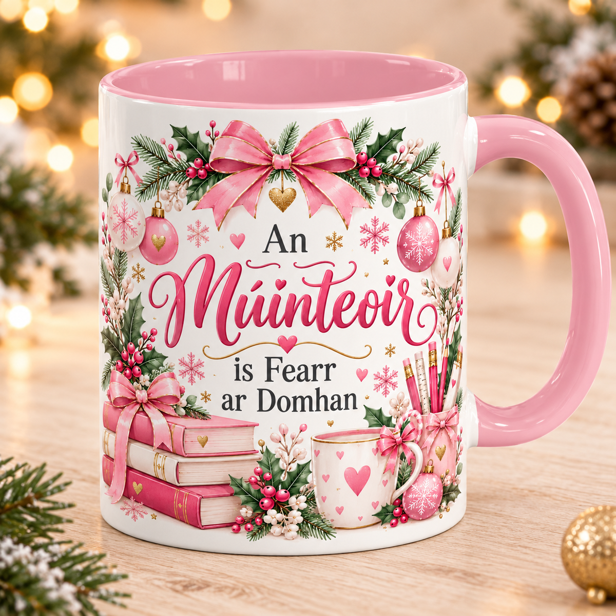 Personalised Múinteoir Christmas Mug