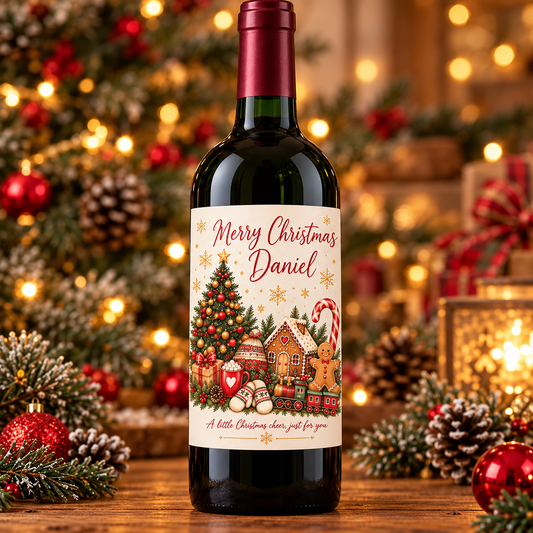 Personalised Christmas Wine Label – Cosy Christmas