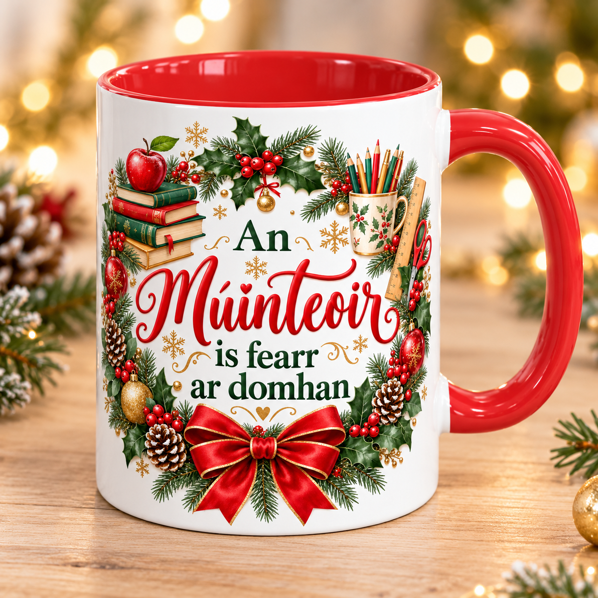 Personalised Múinteoir Christmas Mug
