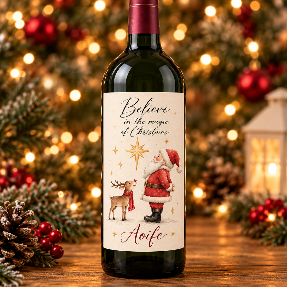 Personalised Christmas Wine Label – Believe in the Magic