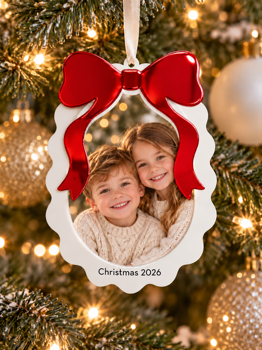 Personalised Photo Christmas Ornament with Acrylic Bow
