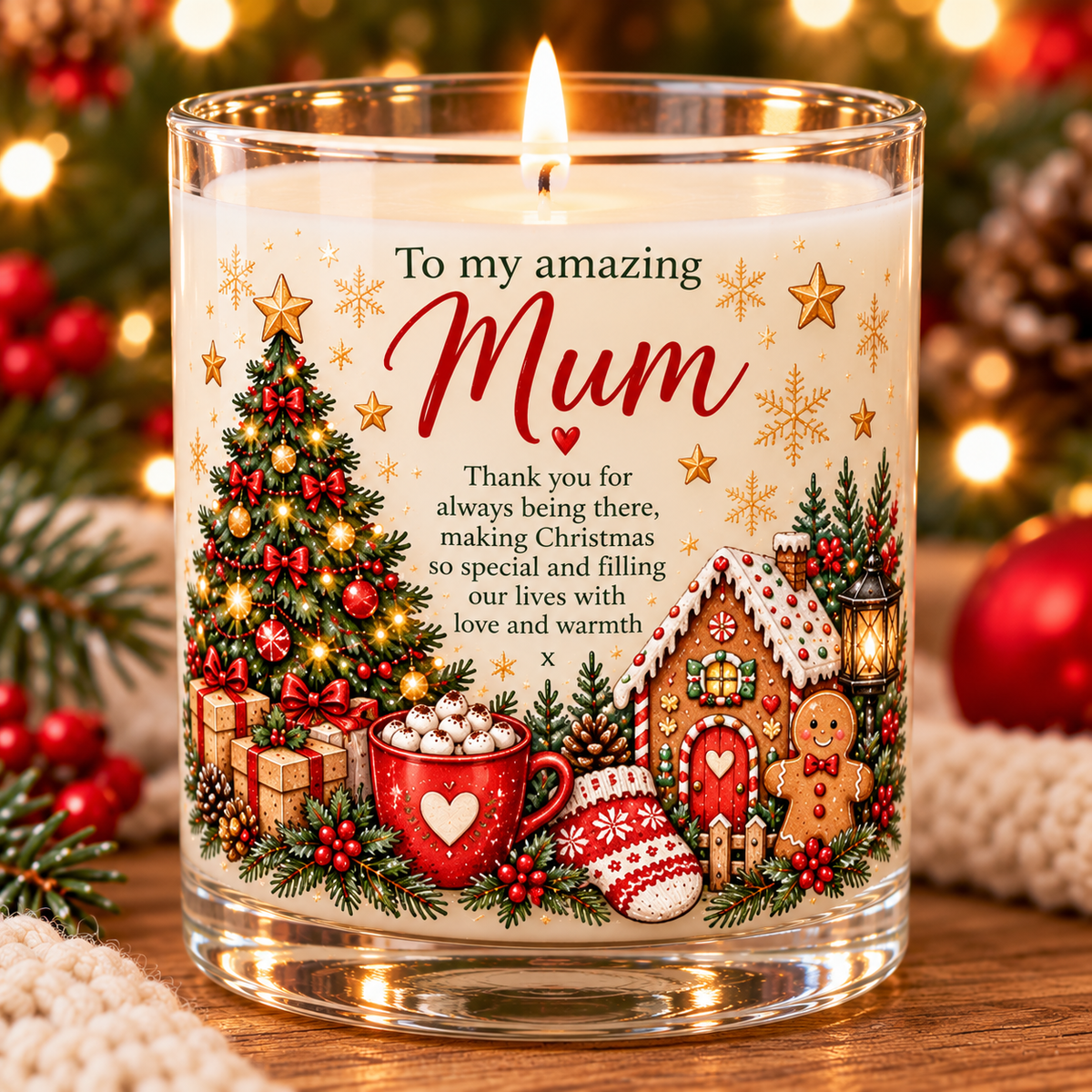 Personalised Amazing Mum Christmas Candle