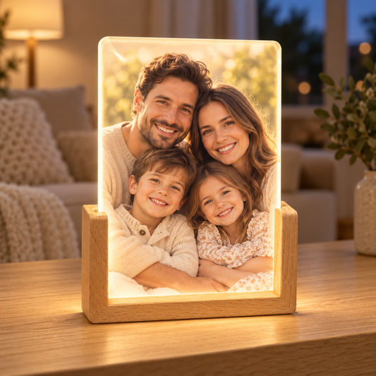 Personalised Light-Up Photo Display with Wooden Stand