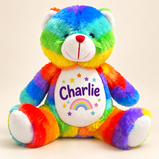 Personalised Rainbow Teddy Bear