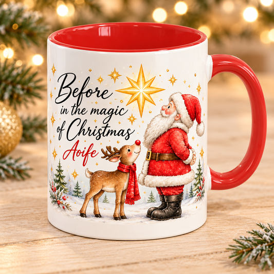 Personalised Santa &amp; Reindeer Christmas Mug