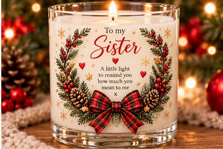 Personalised Sister Christmas Candle