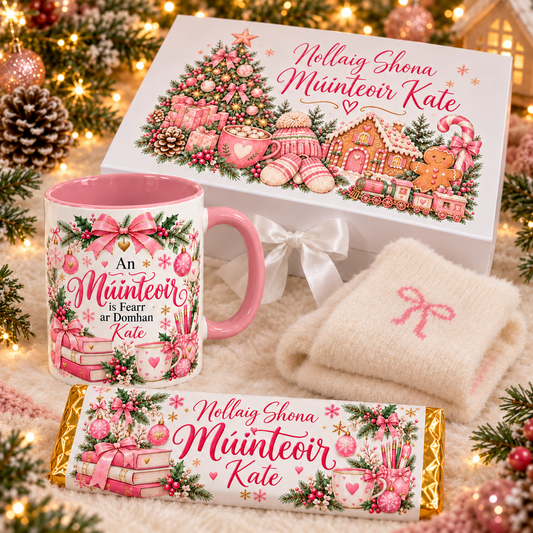 Personalised Teacher Christmas Gift Box – Pink