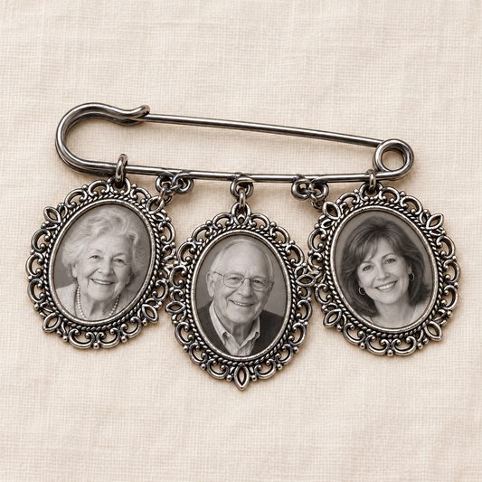 Personalised Triple Oval Memorial Photo Brooch